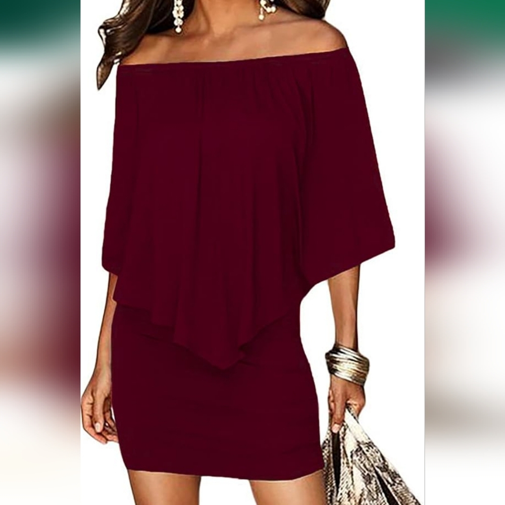 SIDEFEEL PLUS SIZE Off Shoulder Ruffle Dress